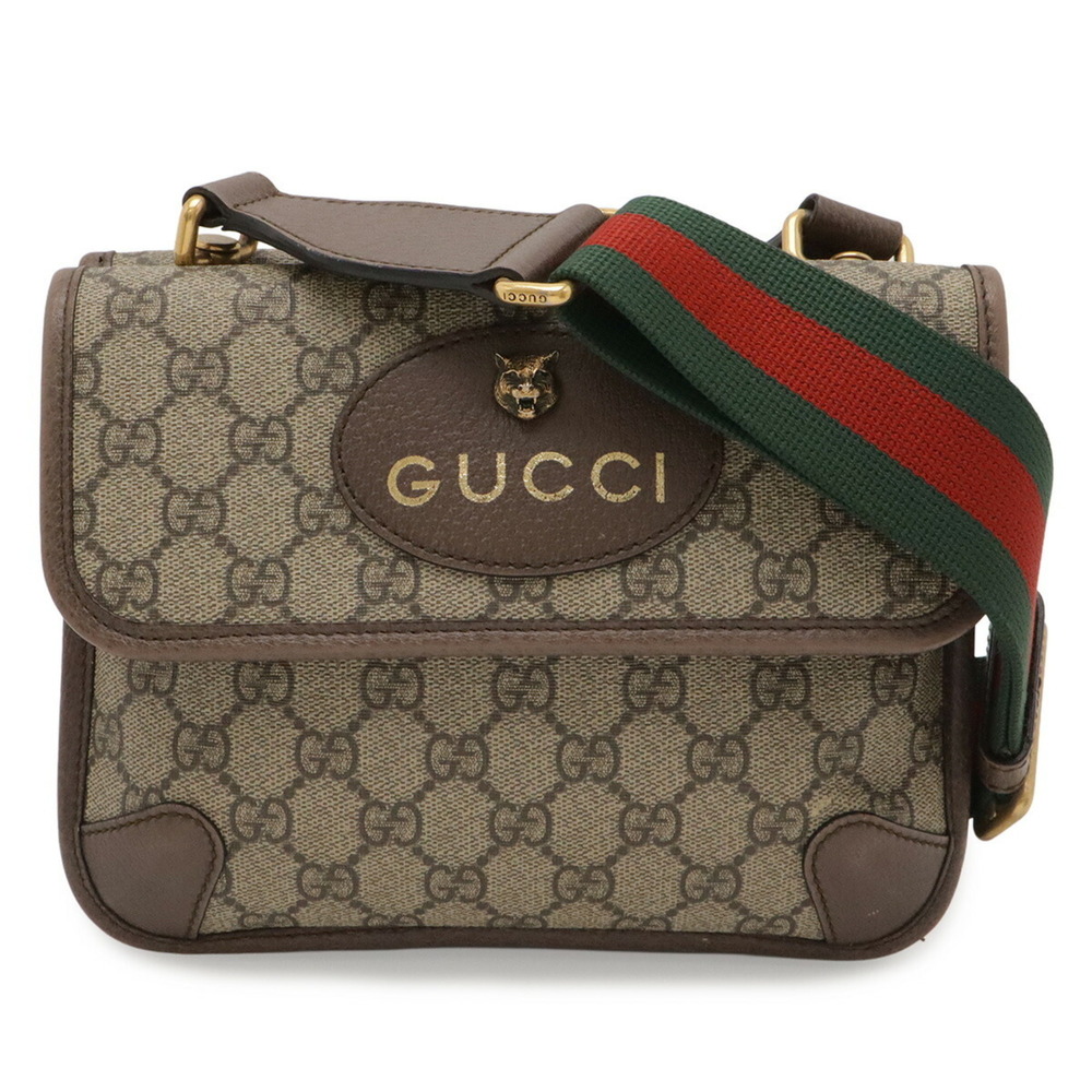 GUCCI Neo GG Supreme Small Handbag Shoulder Bag Tiger Head Leather Beige 501050